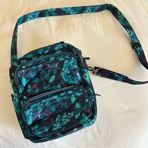 Lug Compass Peacock Print Crossbody Bag